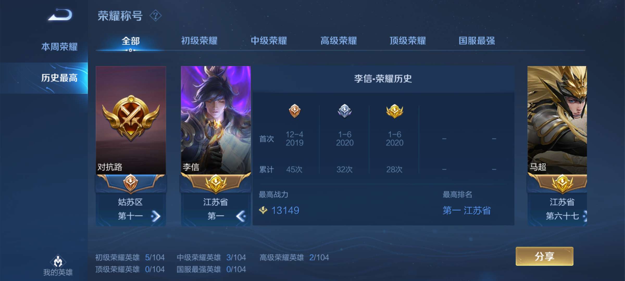 《准国服省1李信》魔方/准1.4w战/马超万战/神魔神威修罗