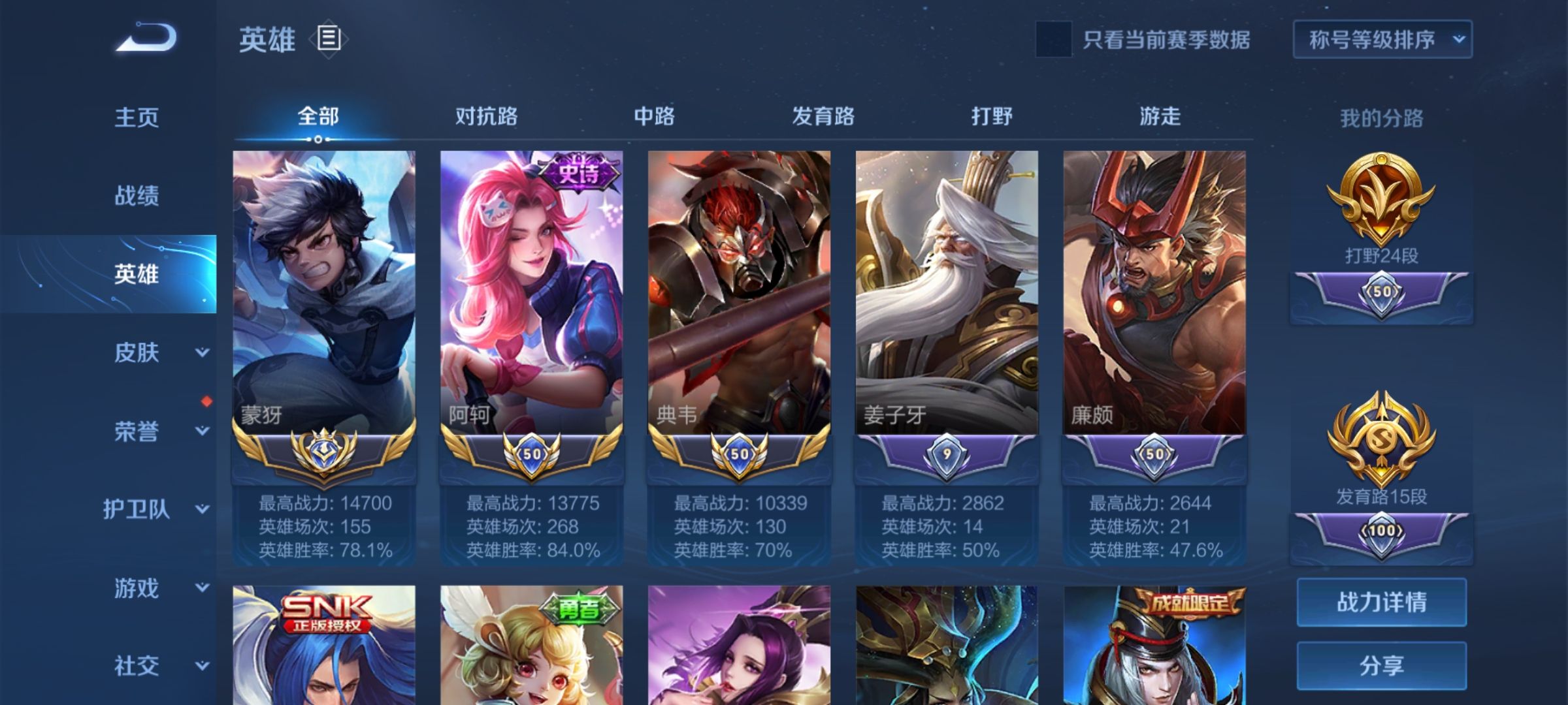 抢先服82国服蒙犽82巅峰230082通天射手73小国标阿轲73小